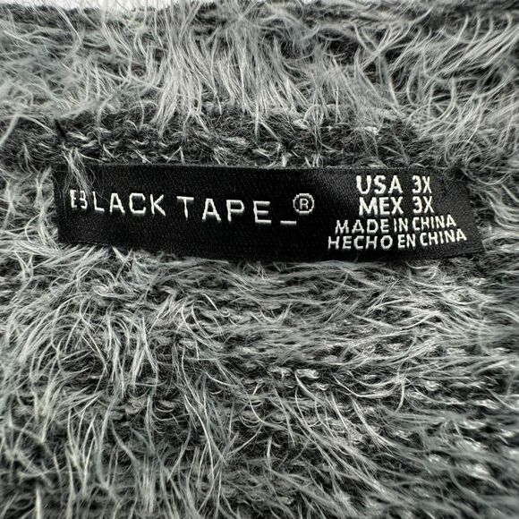 BLACK‎ TAPE Women's 3X Gray Fuzzy Fur Knit Long Cardigan Sweater Open Front Cozy - Picture 4 of 9